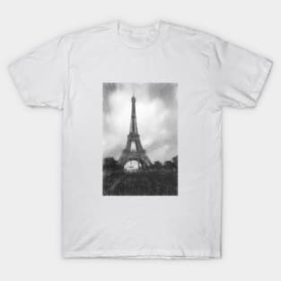 Eiffel Tower in Paris black white sketch T-Shirt